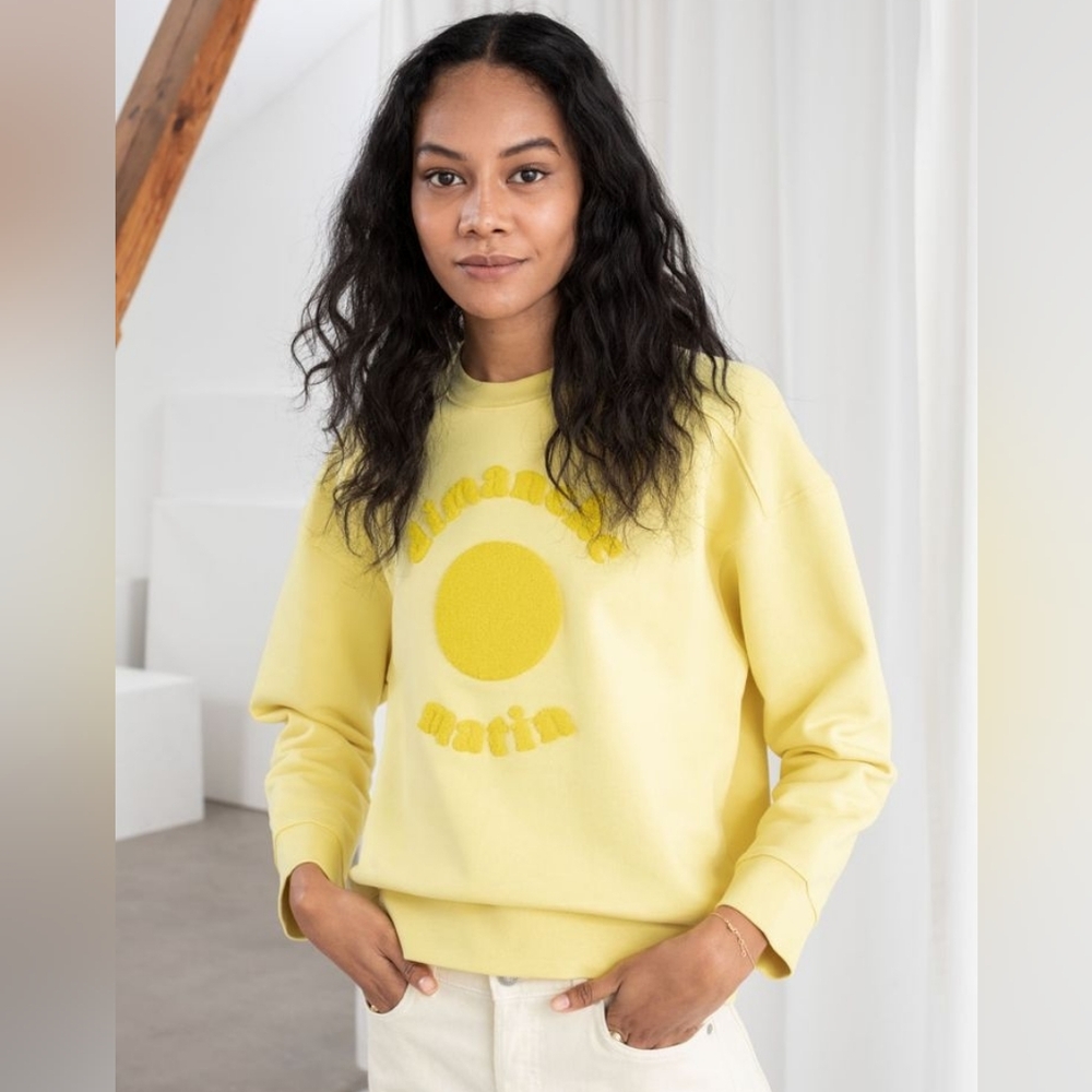 Free People & Other Stories Yellow Dimanche Matin Cotton Sweatshirt